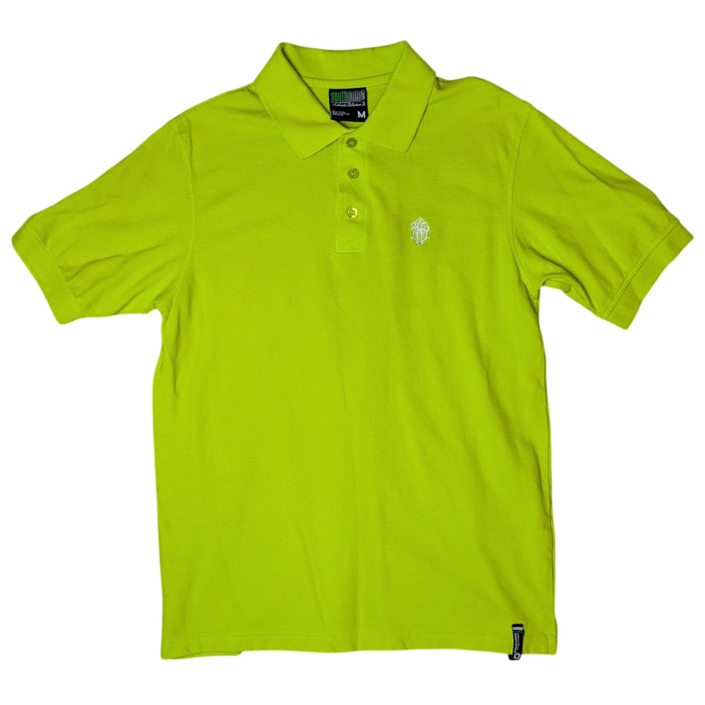 Southpole Y2K Streetwear Green Spring Preppy Polo Short Sleeve Shirt Mens Medium